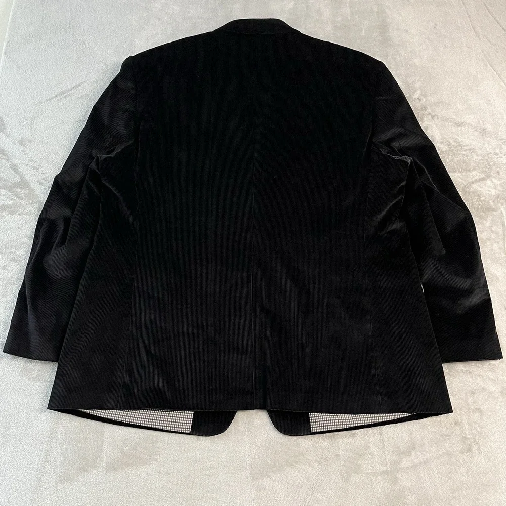 Saddlebred Black Corduroy Sport Coat Blazer Mens 48R 2 Button Cotton Jacket Prep